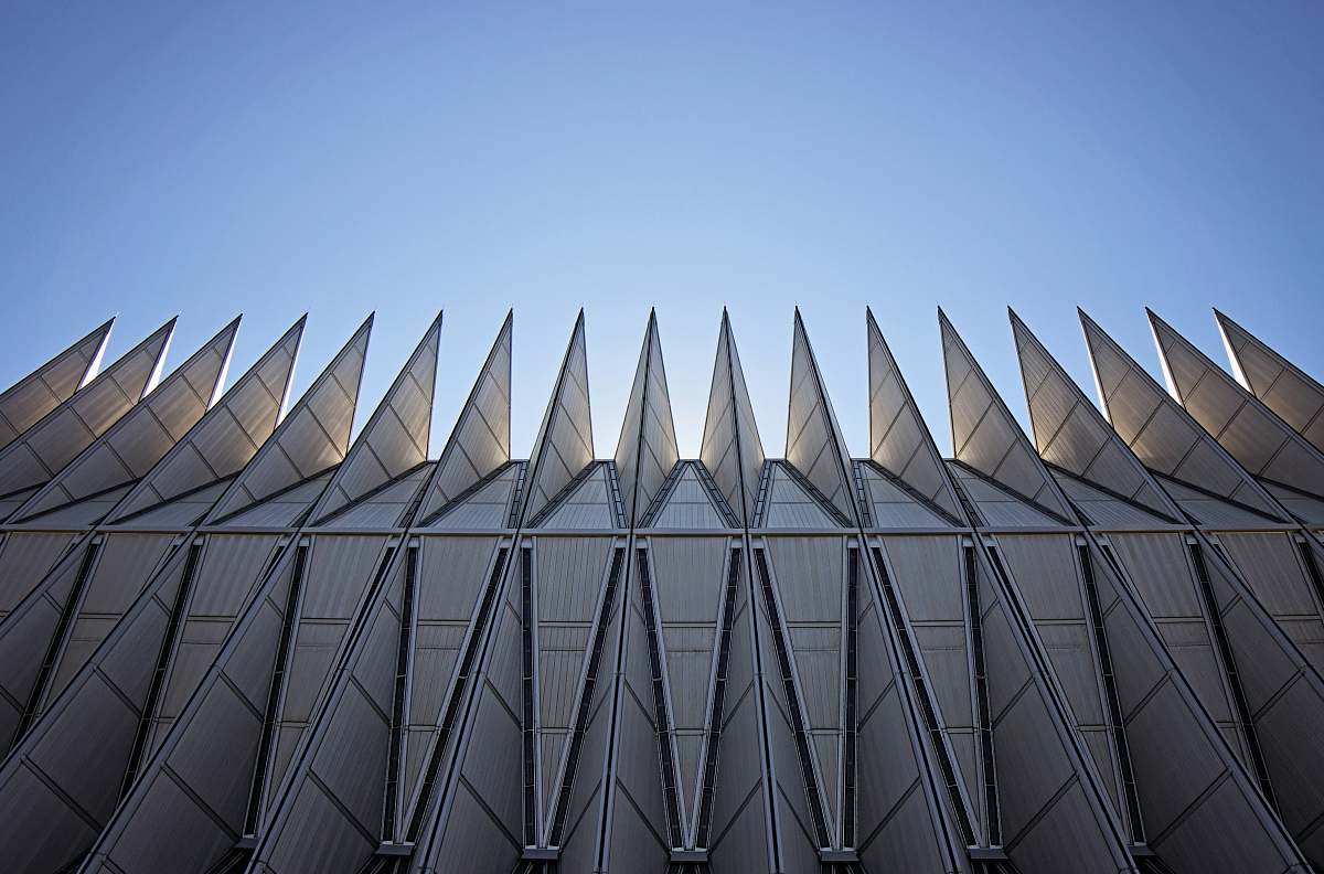 united states airforce academy beige concrete building colorado springs